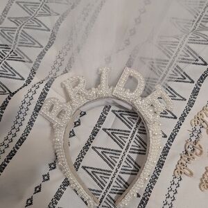 Bride Pearl Embellished Headband And 2 Pairs Of Earrings